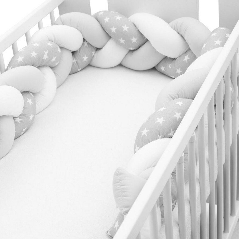 New Baby Protectie laterala pentru patut tip bumper 225 cm Stars greywhite