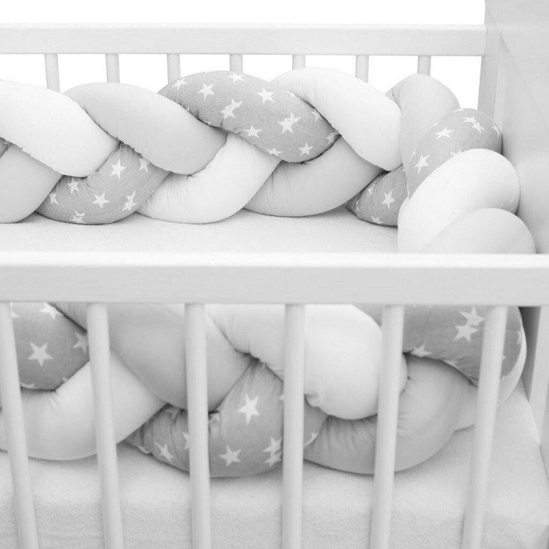 New Baby Protectie laterala pentru patut tip bumper 225 cm Stars greywhite