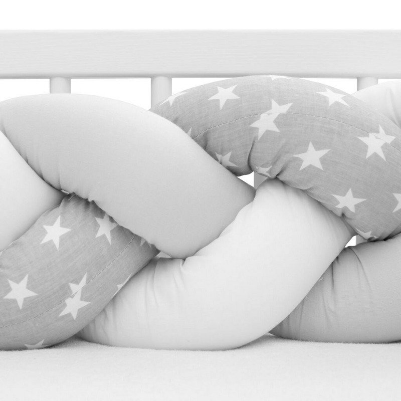 New Baby Protectie laterala pentru patut tip bumper 225 cm Stars greywhite