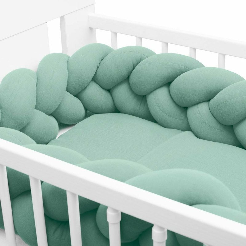 New Baby Protectie laterala pentru patut tip bumper impletit 210 cm Green