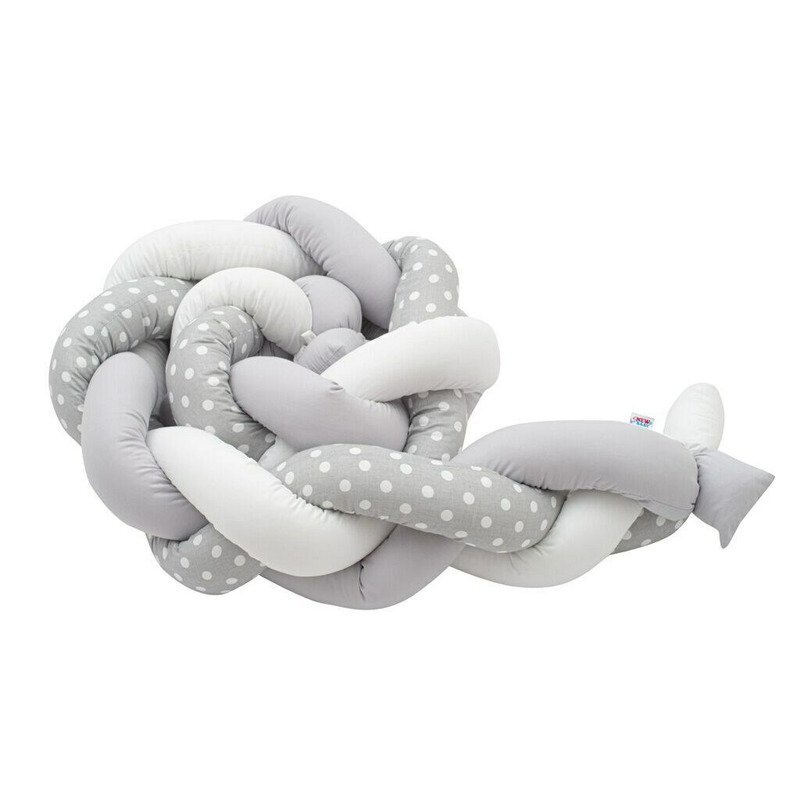 New Baby Protectie laterala pentru patut tip bumper impletit 225 cm GreyWhite