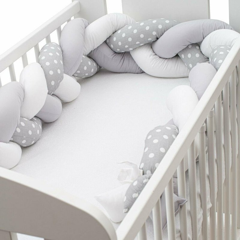 New Baby Protectie laterala pentru patut tip bumper impletit 225 cm GreyWhite