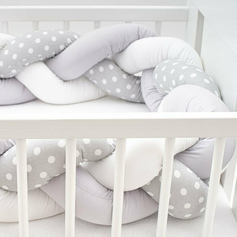 New Baby Protectie laterala pentru patut tip bumper impletit 225 cm GreyWhite