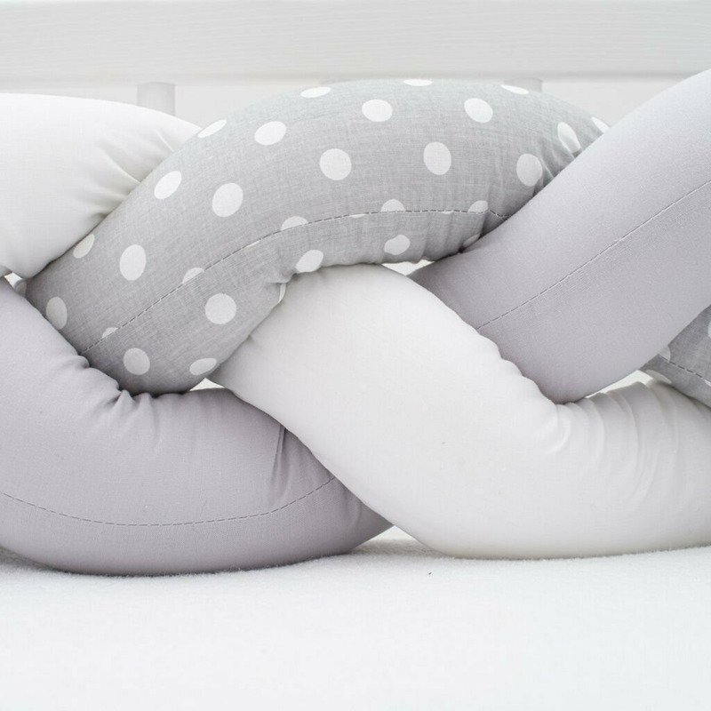 New Baby Protectie laterala pentru patut tip bumper impletit 225 cm GreyWhite