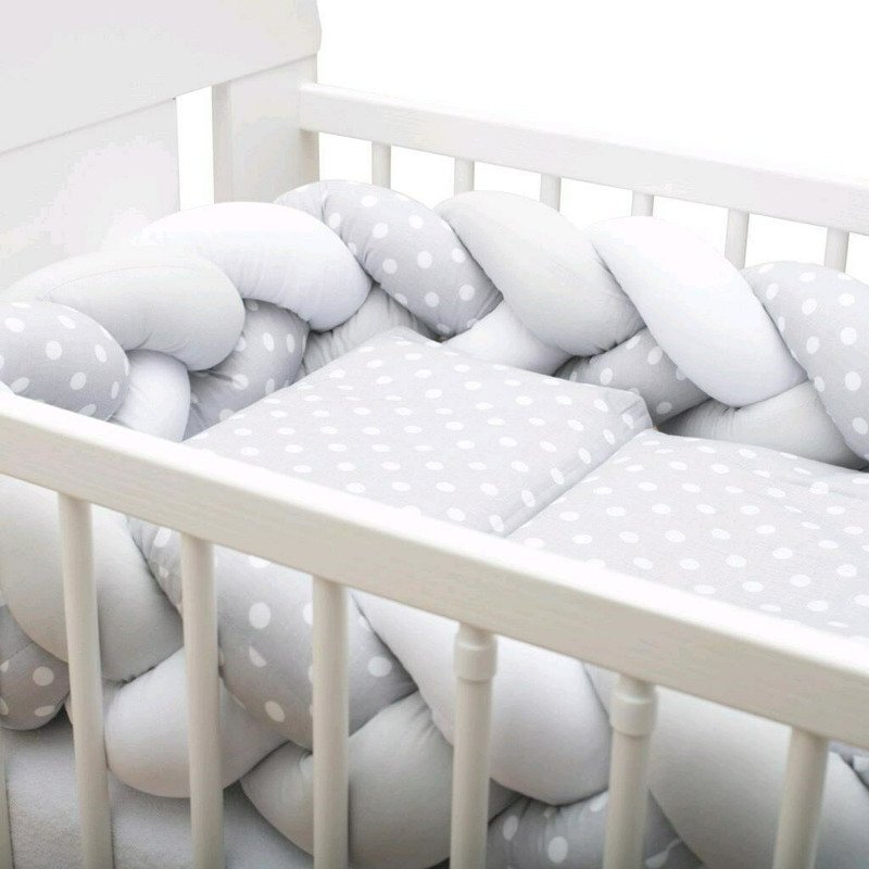 New Baby Protectie laterala pentru patut tip bumper impletit 225 cm GreyWhite