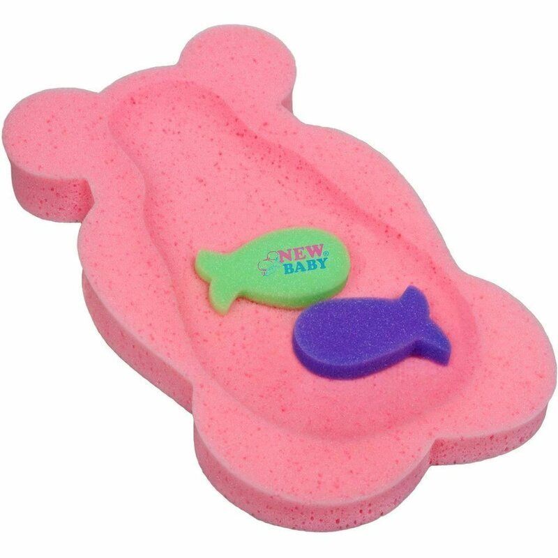New Baby Reductor din burete pentru baie lungime 58 cm Maxi Bear Pink