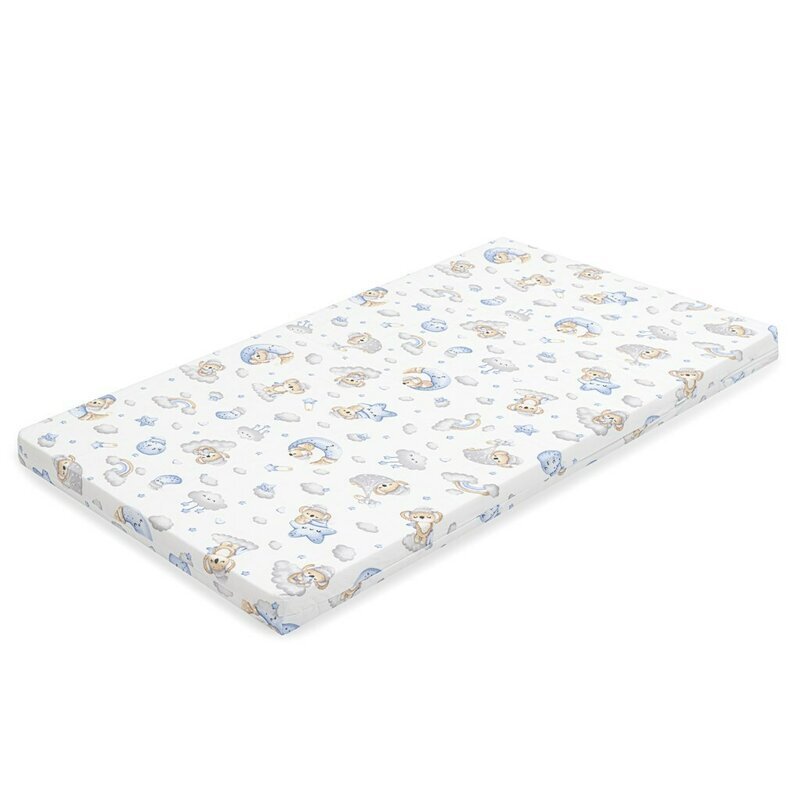 New Baby Saltea patut din spuma cu husa detasabila 120x60x6 cm blue Koala