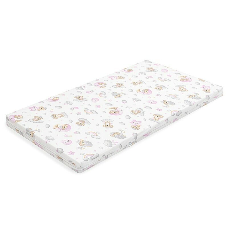 New Baby Saltea patut din spuma cu husa detasabila 120x60x6 cm pink Koala