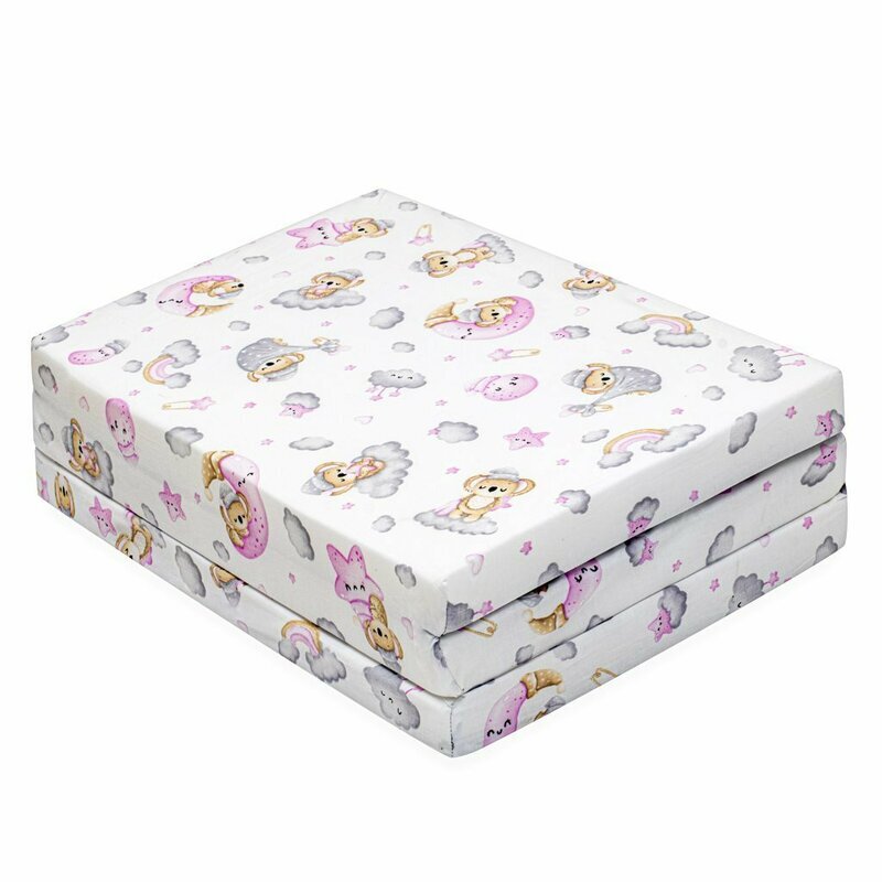 New Baby Salteluta pliabila standard pentru patut din spuma 120x60x5 cm Koala Pink