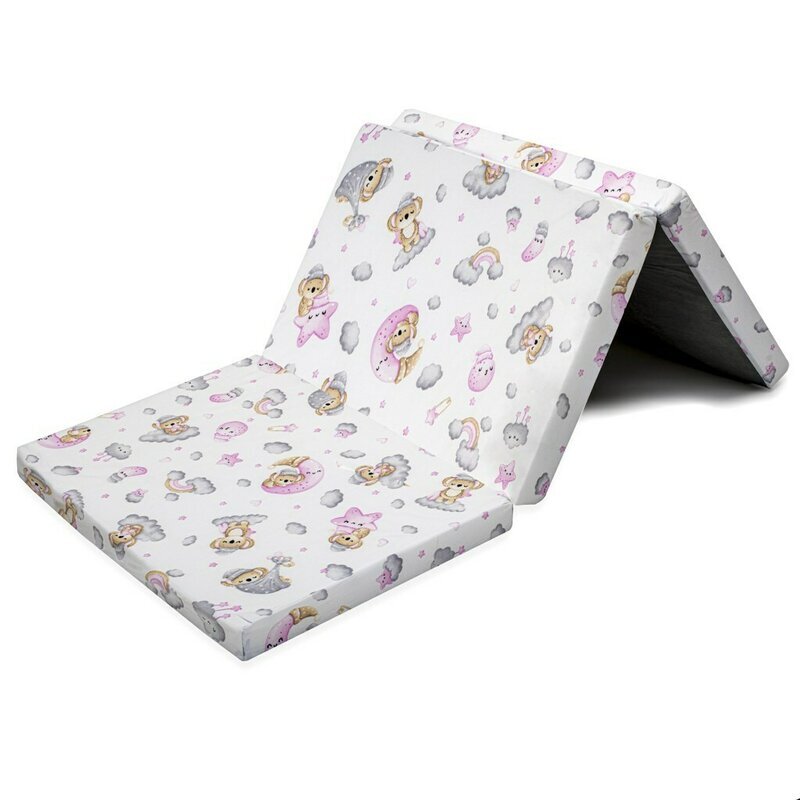 New Baby Salteluta pliabila standard pentru patut din spuma 120x60x5 cm Koala Pink