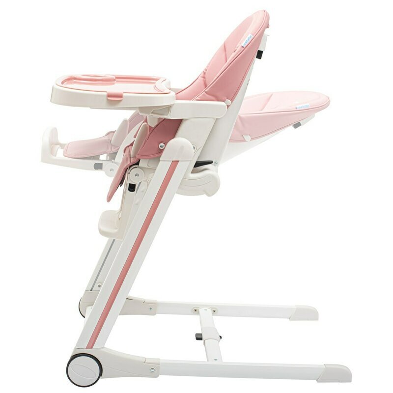 New Baby Scaun de masa Muka Dusty Pink 6-36 luni pliabil reglabil pe inaltime in 5 trepte reglare suport pentru picioare in 3 trepte greutate admisa 15 kg