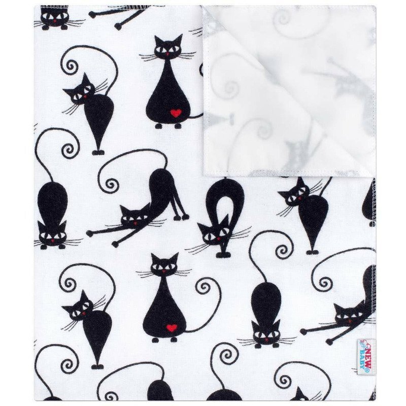 New Baby Scutec impermeabil din flanel cu multiple intrebuintari 57x47 cm White with Black Cat