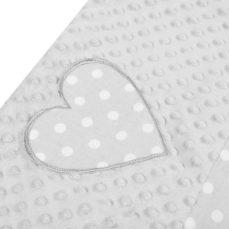 New Baby Set 3 piese Luxury Baby Nest cu doua fete cu paturica si pernuta in forma de inima Minky Heart Grey