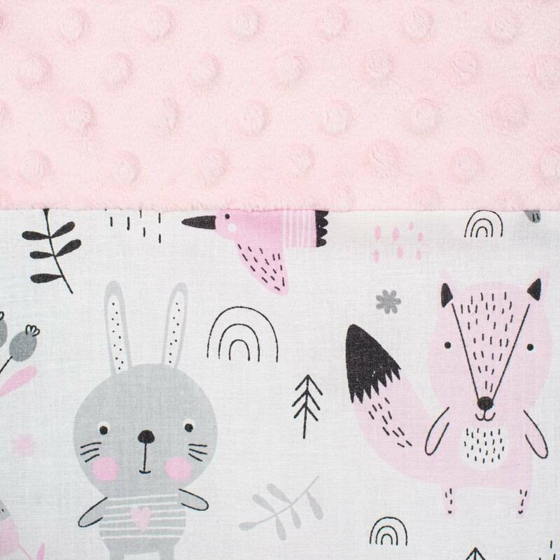New Baby Set 3 piese Luxury Baby Nest cu paturica si pernuta in forma de inima Minky Bears Pink