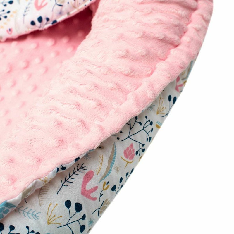 New Baby Set 3 piese Luxury Baby Nest cu paturica si pernuta in forma de inima Minky Cranberries