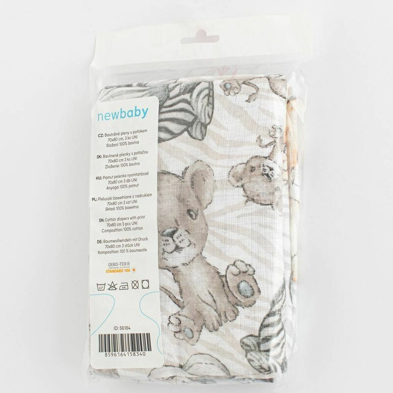 New Baby Set 3 scutece multifunctionale din bumbac 70x80 cm multicolor