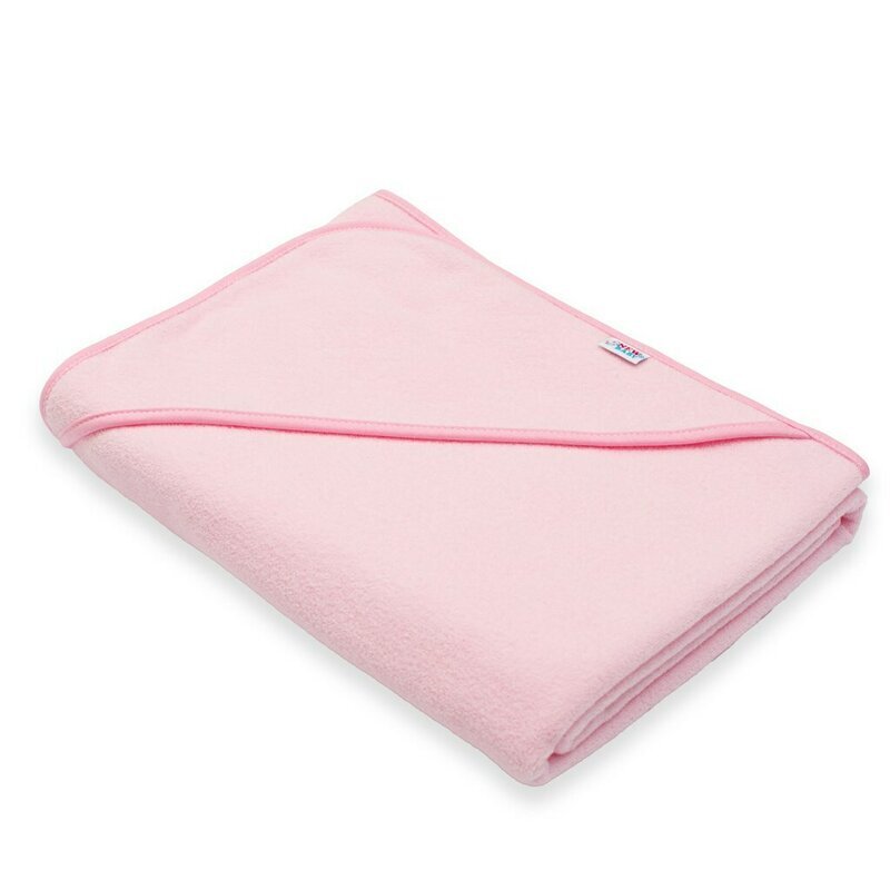 New Baby Set prosop cu gluga si manusa baie 100 x 100 cm basic pink