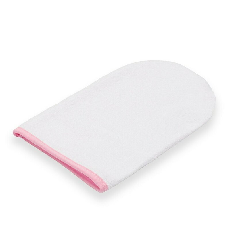 New Baby Set prosop cu gluga si manusa baie 100 x 100 cm basic white-pink