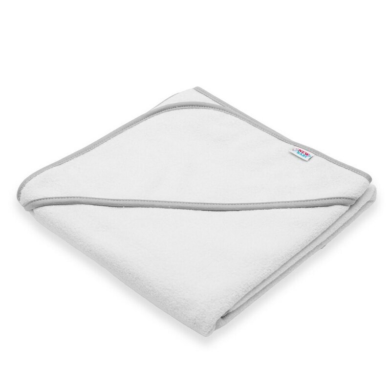 New Baby Set prosop cu gluga si manusa baie 80 x 80 cm basic white-gray