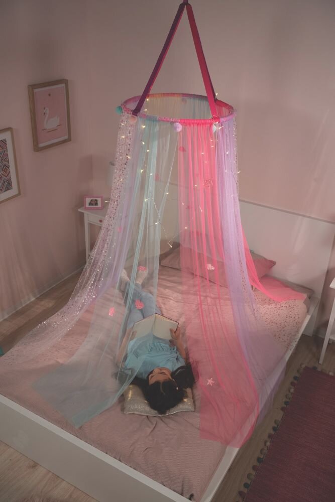 Nice Baldachin pentru copii Girabrilla Tenda dei Sogni cu lumini LED si tulle colorat