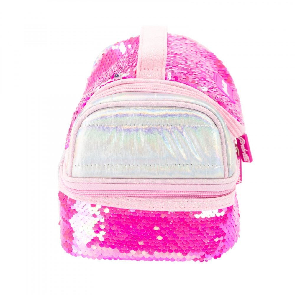 Nice Cutie termica matlasata cu paiete reversibile si interior impermeabil Lunch box Girabrilla Pink Fluo