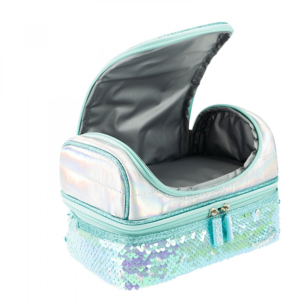 Nice Cutie termica matlasata cu paiete reversibile si interior impermeabil Lunch box Girabrilla Tiffany