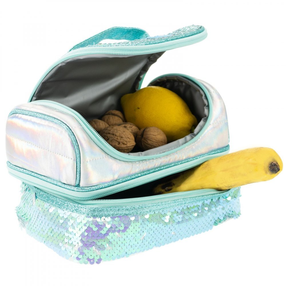 Nice Cutie termica matlasata cu paiete reversibile si interior impermeabil Lunch box Girabrilla Tiffany