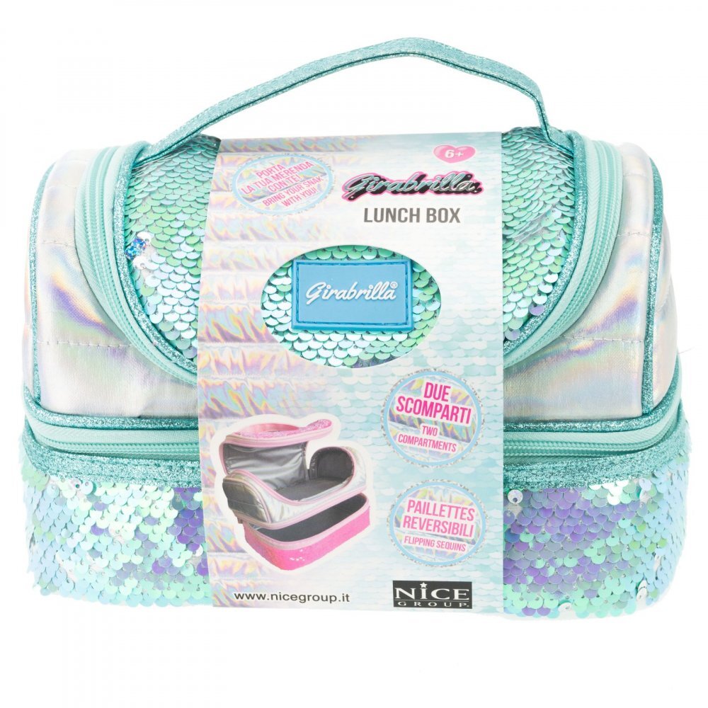 Nice Cutie termica matlasata cu paiete reversibile si interior impermeabil Lunch box Girabrilla Tiffany