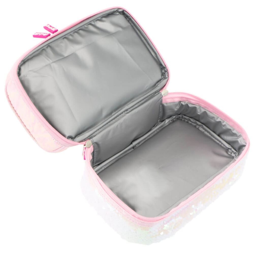 Nice Cutie termica matlasata cu paiete reversibile si interior impermeabil Lunch box Girabrilla White