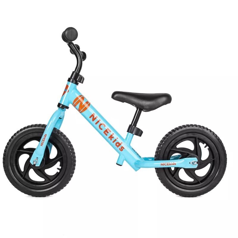 NICEkids Bicicleta copii fara pedale Nice Kids Blue 12 inch roti din spuma eva greutate redusa scaun si ghidon reglabile pe inaltime roti cu rulmenti
