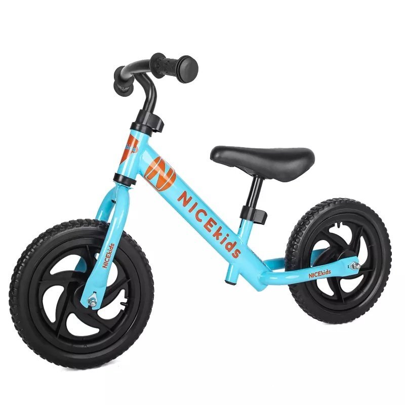 NICEkids Bicicleta copii fara pedale Nice Kids Blue 12 inch roti din spuma eva greutate redusa scaun si ghidon reglabile pe inaltime roti cu rulmenti