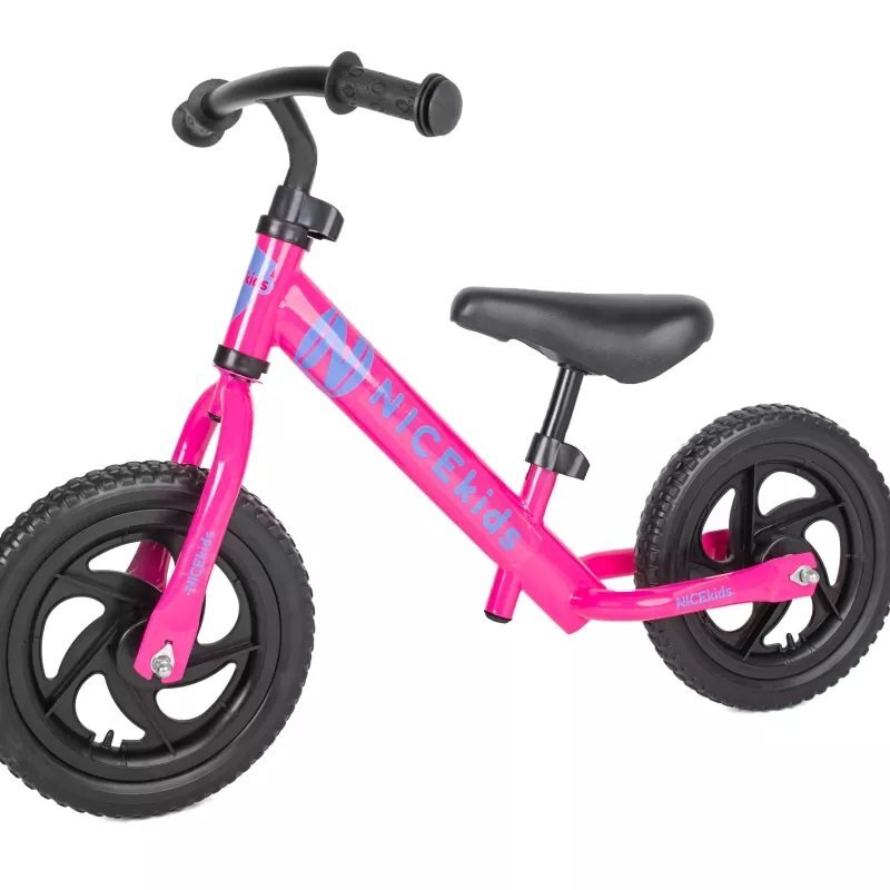 NICEkids Bicicleta fara pedale Nice Kids Pink 12 inch roti din spuma eva greutate redusa scaun si ghidon reglabile pe inaltime roti cu rulmenti