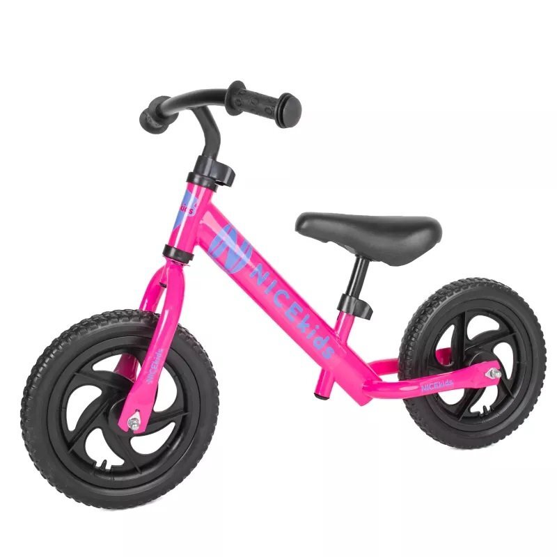 NICEkids Bicicleta fara pedale Nice Kids Pink 12 inch roti din spuma eva greutate redusa scaun si ghidon reglabile pe inaltime roti cu rulmenti