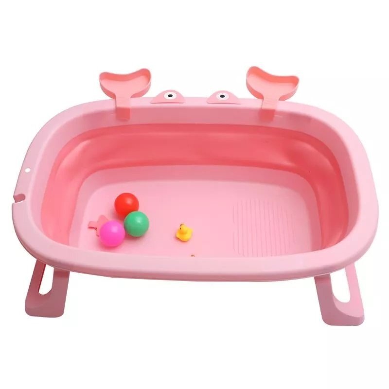 NICEkids Cadita pliabila cu picioare antiderapante Pink Crab