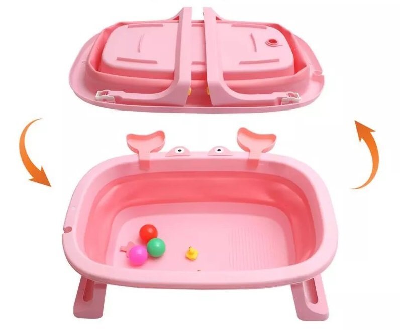 NICEkids Cadita pliabila cu picioare antiderapante Pink Crab