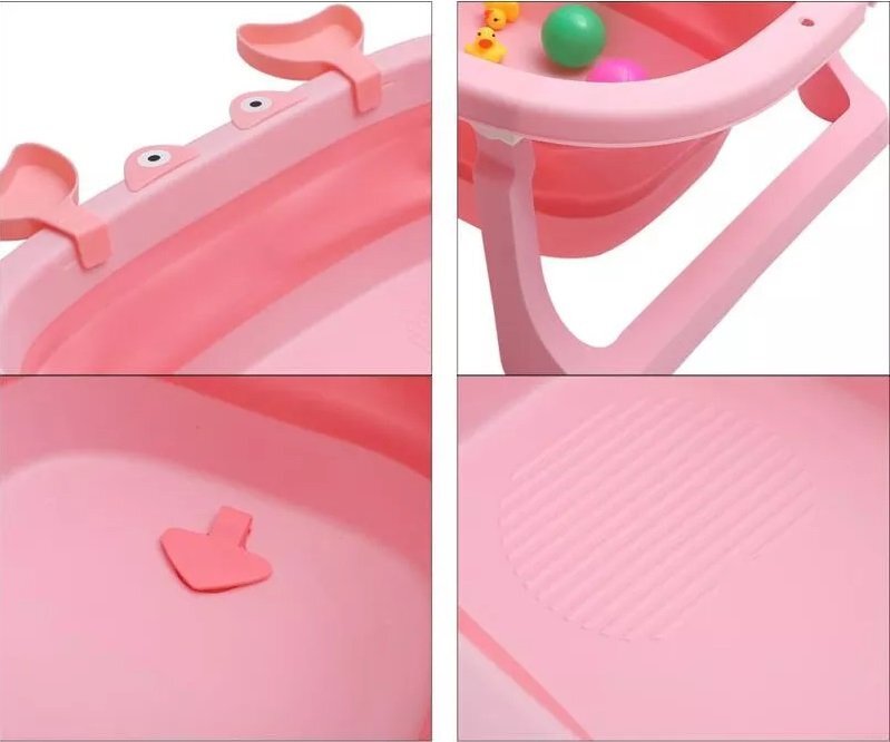 NICEkids Cadita pliabila cu picioare antiderapante Pink Crab