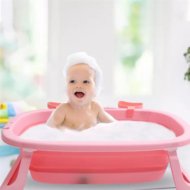 NICEkids Cadita pliabila cu picioare antiderapante Pink Crab