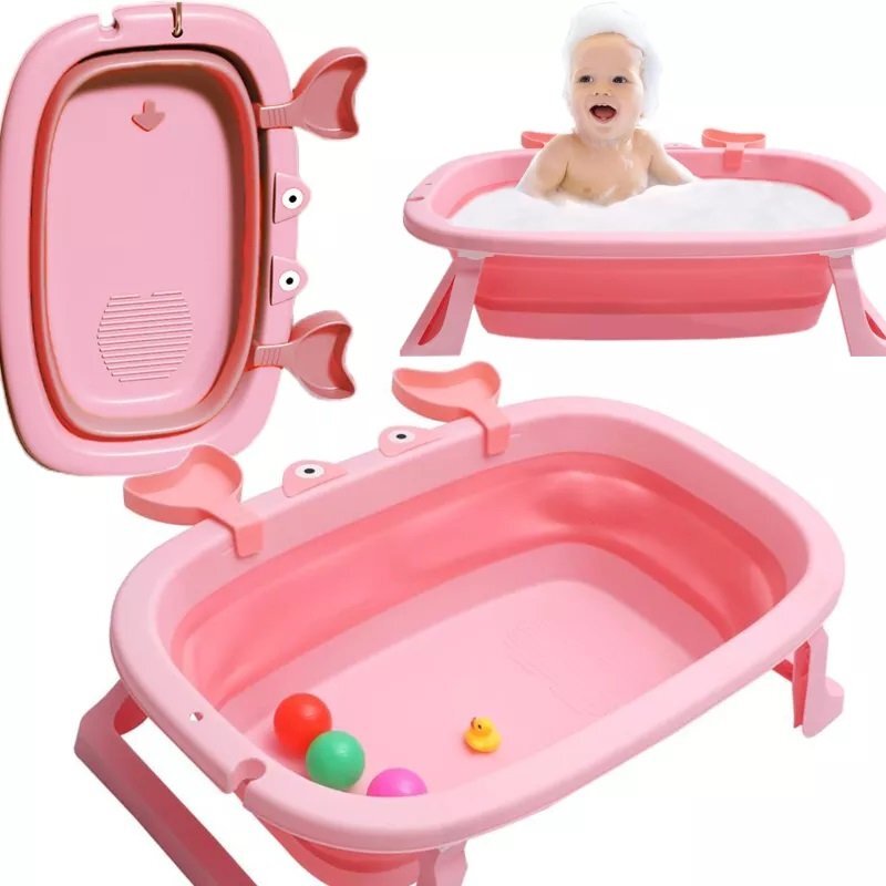 NICEkids Cadita pliabila cu picioare antiderapante Pink Crab
