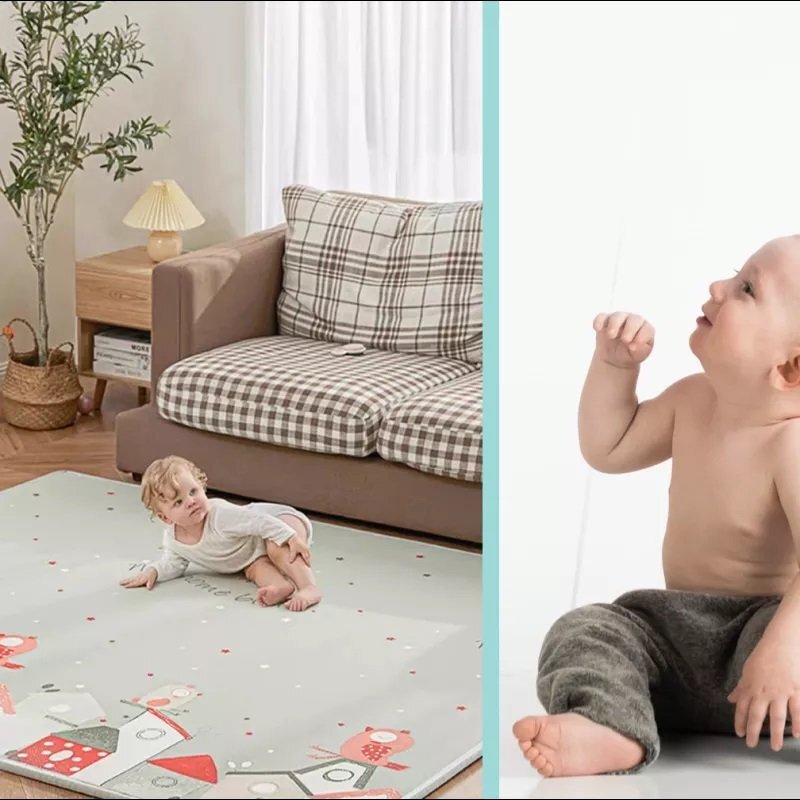 NICEkids Covor pentru copii 150 x 200 cm pliabil cu doua fete din spuma XPE structura antiderapanta Home Birds