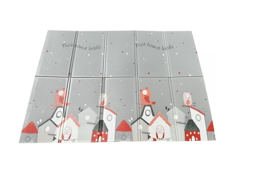 NICEkids Covor pentru copii 150 x 200 cm pliabil cu doua fete din spuma XPE structura antiderapanta Home Birds