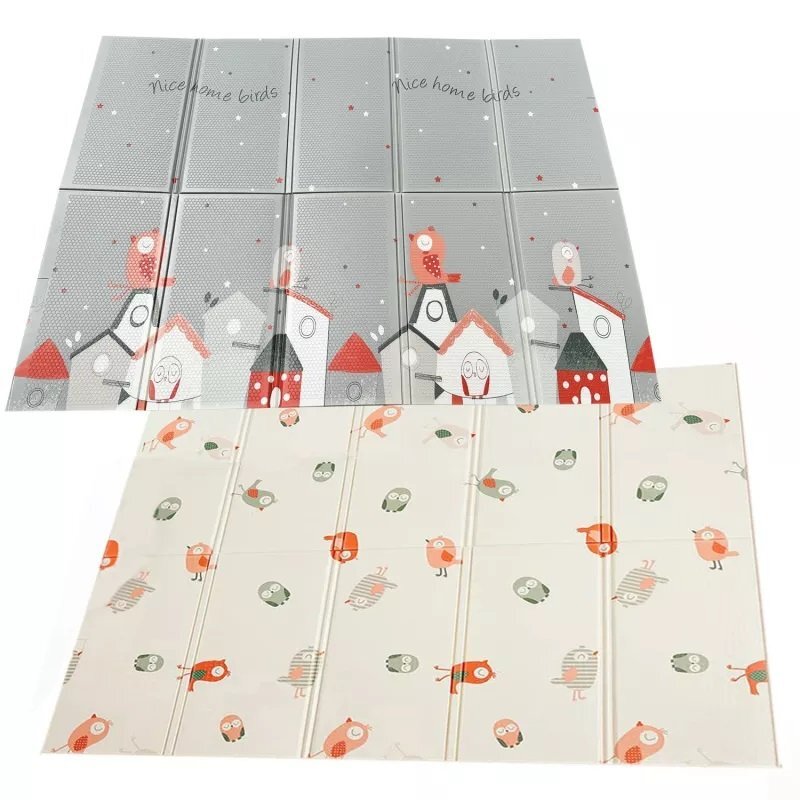 NICEkids Covor pentru copii 150 x 200 cm pliabil cu doua fete din spuma XPE structura antiderapanta Home Birds