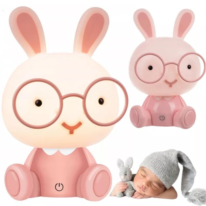 NICEkids Lampa de veghe pentru copii Iepuras Pink 23 cm