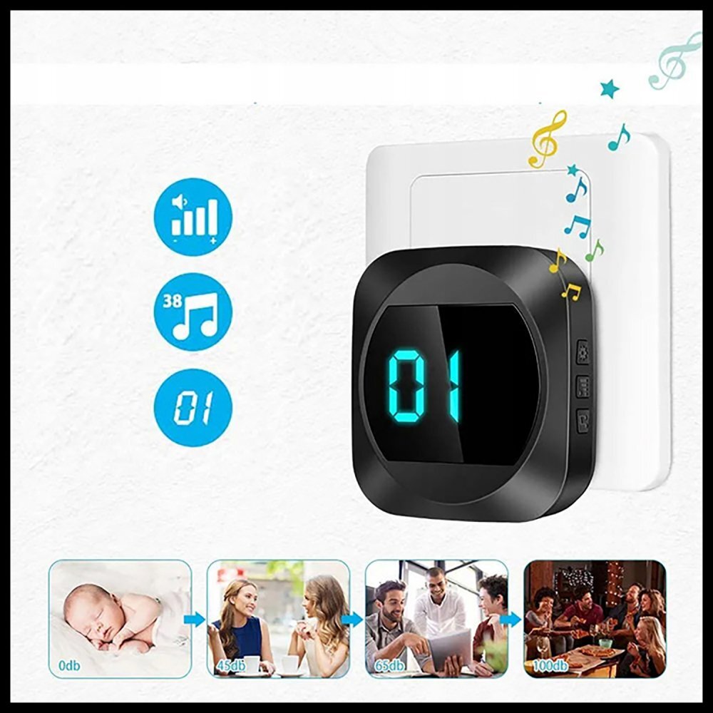 NICEkids Sonerie Wireless cu Termometru raza actiune 200m Negru