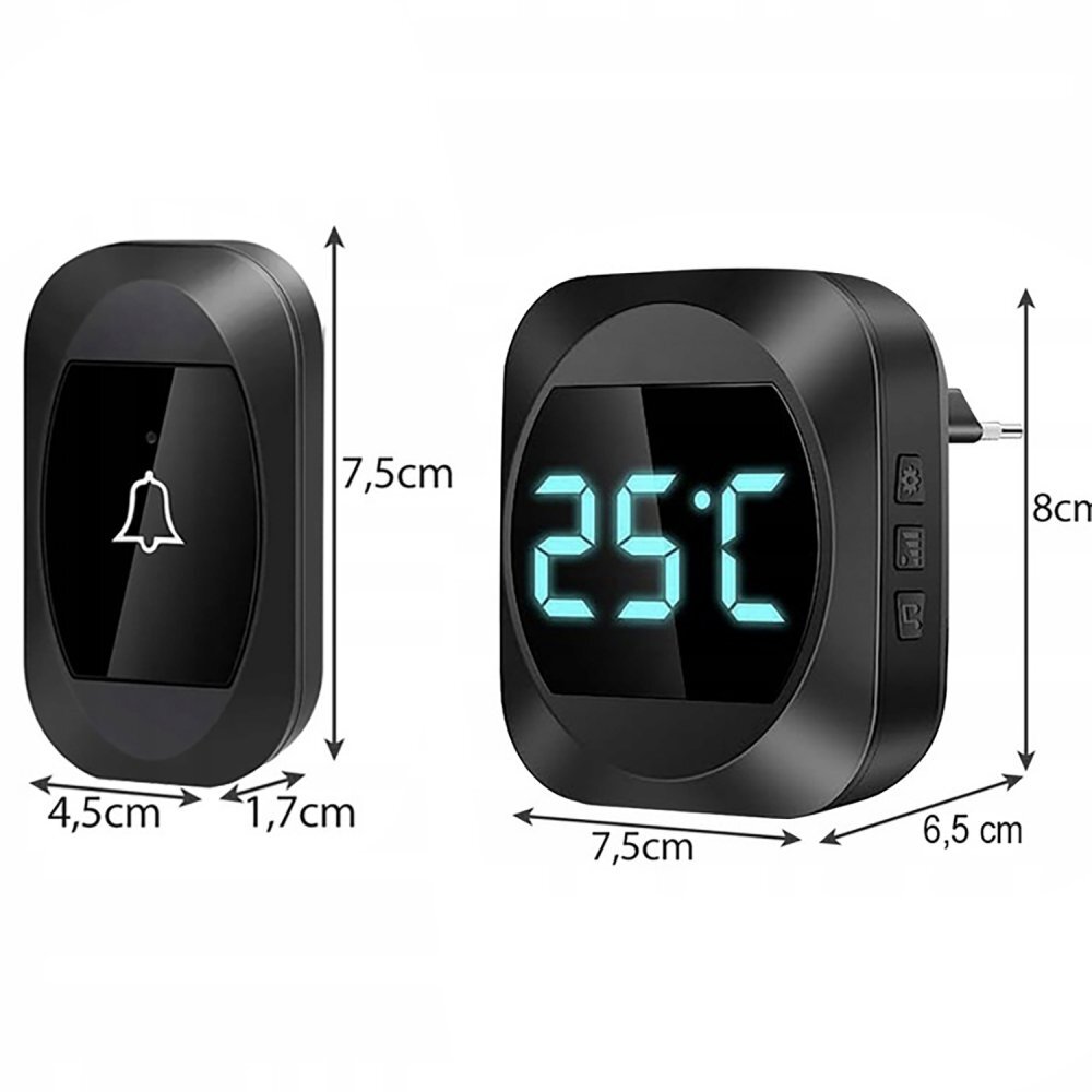 NICEkids Sonerie Wireless cu Termometru raza actiune 200m Negru