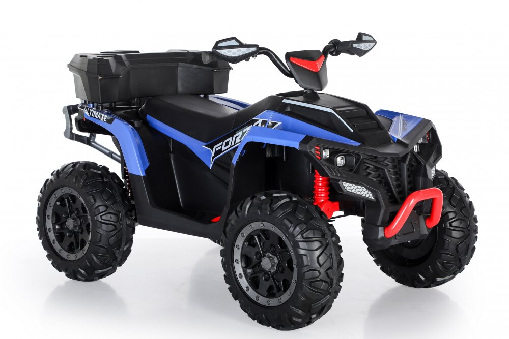 Nichiduta Atv electric copii Ultimate Race Blue 12Vroti eva2 motoareportbagaj cu capacfaruri ledfunctie swing si slow startamortizor cu arc pe spate