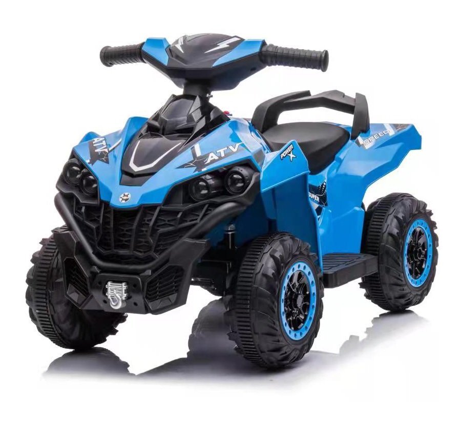 Nichiduta Atv electric pentru copii Power X Speed Blue2 motoare acumulator 12V 4.5Ahroti rezistentesuport picioare manere ergonomiceefecte sonorefaruri cu lumini ledpornire la butonpedala acceleratie