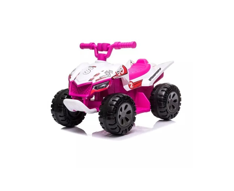 Nichiduta Atv electric pentru copii Ready Go PinkWhite 35W Acumulator 6V 4.5Ah Pornire la butonSezut ergonomic Suport picioare