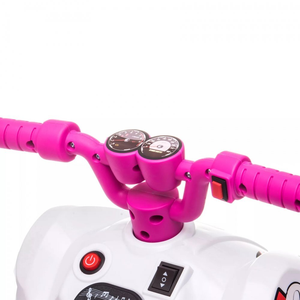 Nichiduta Atv electric pentru copii Ready Go PinkWhite 35W Acumulator 6V 4.5Ah Pornire la butonSezut ergonomic Suport picioare