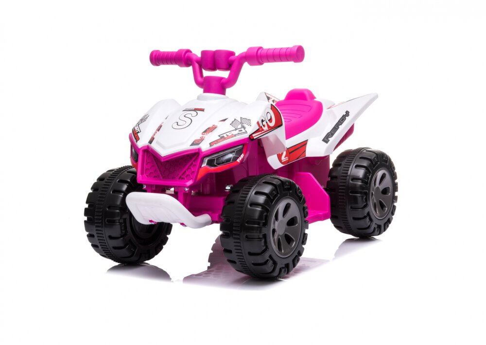 Nichiduta Atv electric pentru copii Ready Go PinkWhite 35W Acumulator 6V 4.5Ah Pornire la butonSezut ergonomic Suport picioare