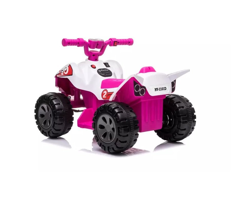 Nichiduta Atv electric pentru copii Ready Go PinkWhite 35W Acumulator 6V 4.5Ah Pornire la butonSezut ergonomic Suport picioare